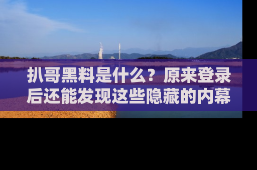 扒哥黑料是什么?原来登录后还能发现这些隐藏的内幕!