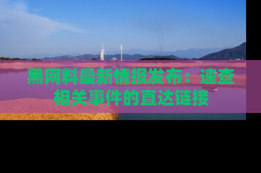 黑网料最新情报发布：速查相关事件的直达链接